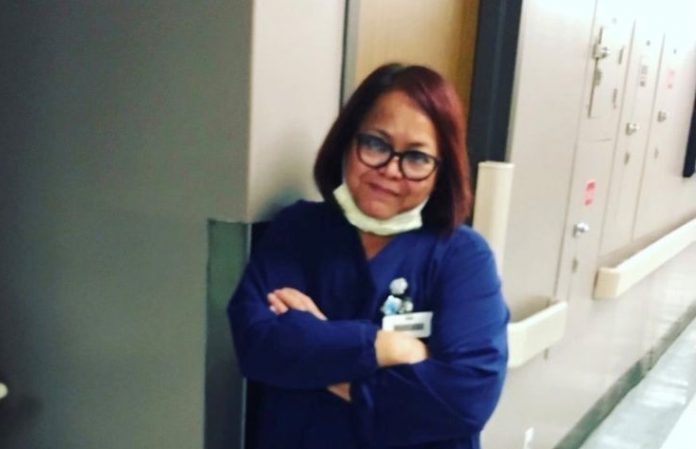 Intensive Care Unit Nurse Merlin Pambuan is seen in this undated handout photo, in Long Beach