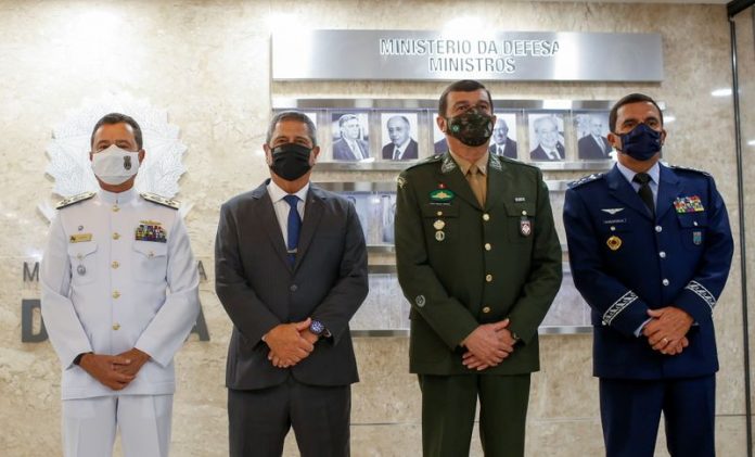 Brazil's Defense Minister Walter Souza Braga Netto introduces new military chiefs for Brazil’s Armed Forces, in Brasilia